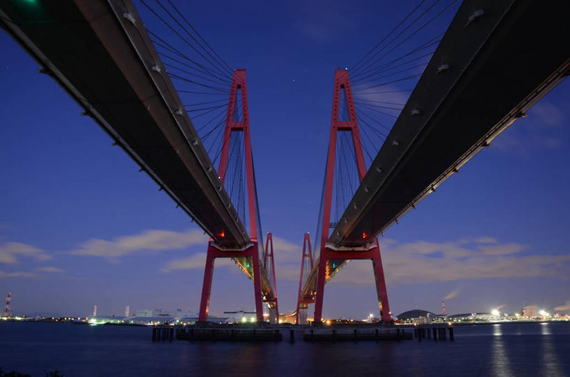 无人,横图,室外,海洋,城市,建筑,名古屋,日本,日本文化,云,桥,联系,天空,黄昏,摄影,支撑,彩图