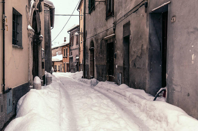 无人,横图,室外,白天,雪,建筑,意大利,冬天,寒冷,摄影,乌比诺,彩图,巷