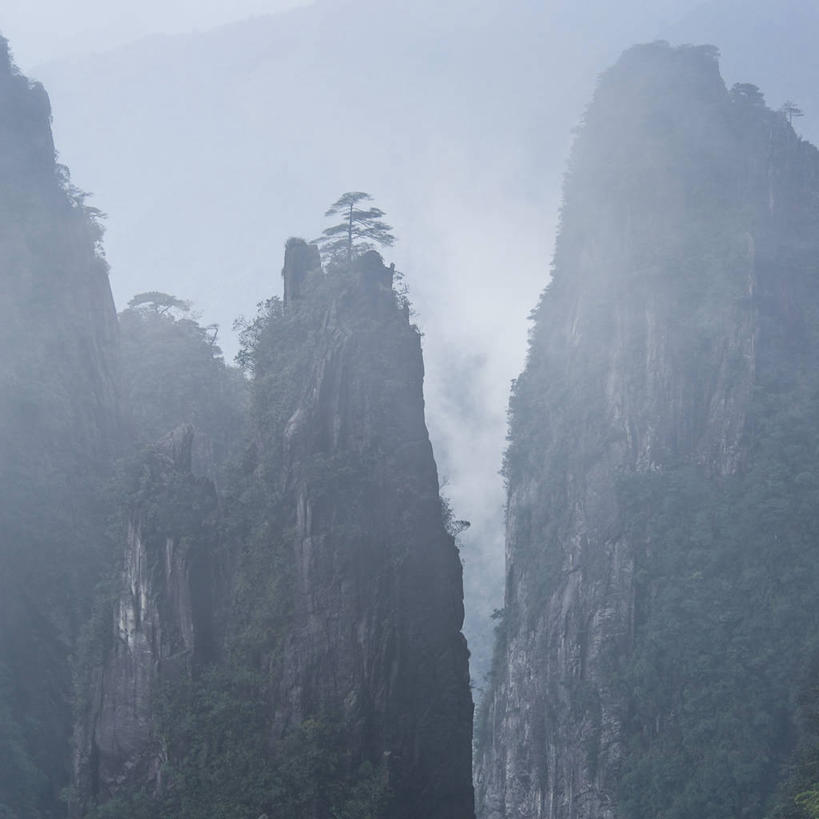 无人,方图,室外,白天,山,雨,植物,雾,悬崖,天气,自然,摄影,湖南省,地质学,彩图