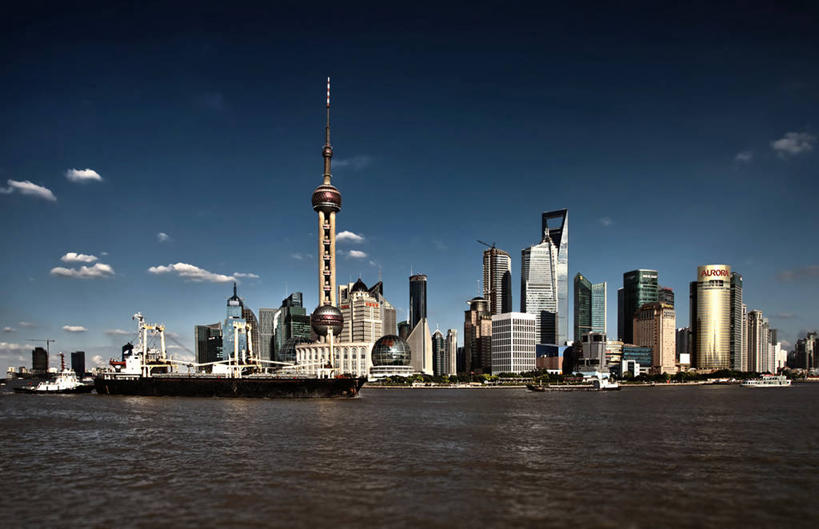 无人,横图,室外,白天,河流,天际线,城市,建筑,摩天大楼,船,上海,云,塔,现代,浦东,天空,运输,摄影,彩图