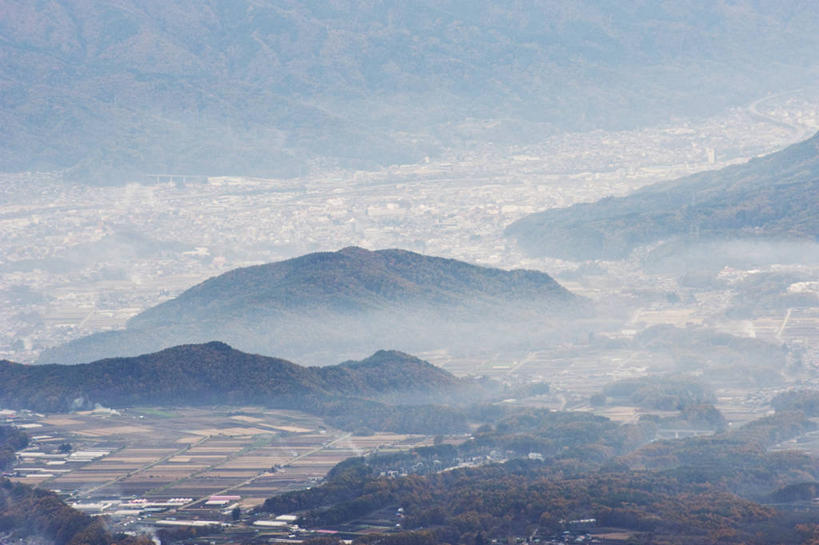 无人,横图,俯视,航拍,室外,白天,农业,美景,山,山脉,长野县,日本,日本文化,地形,景观,田地,风景,自然,烟,景色,摄影,鸟瞰,自然风光,千野,秋天,彩图,高角度拍摄