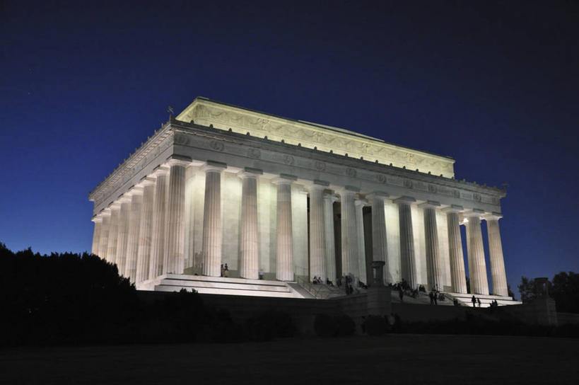 无人,横图,室外,夜晚,建筑,美国,柱子,首都,历史,天空,摄影,纪念,留念,怀念,华盛顿特区,林肯纪念碑,彩图