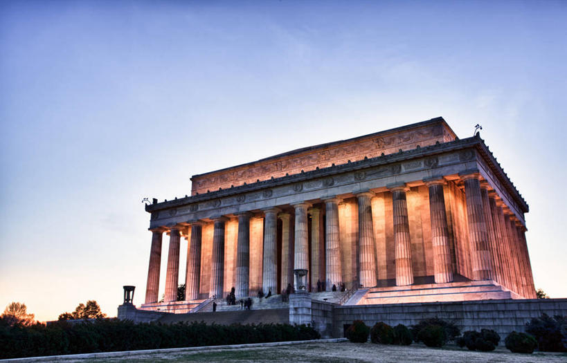 横图,室外,仰视,建筑,美国,柱子,首都,历史,天空,摄影,纪念,留念,照亮,记忆,怀念,华盛顿特区,林肯纪念碑,彩图,低角度拍摄