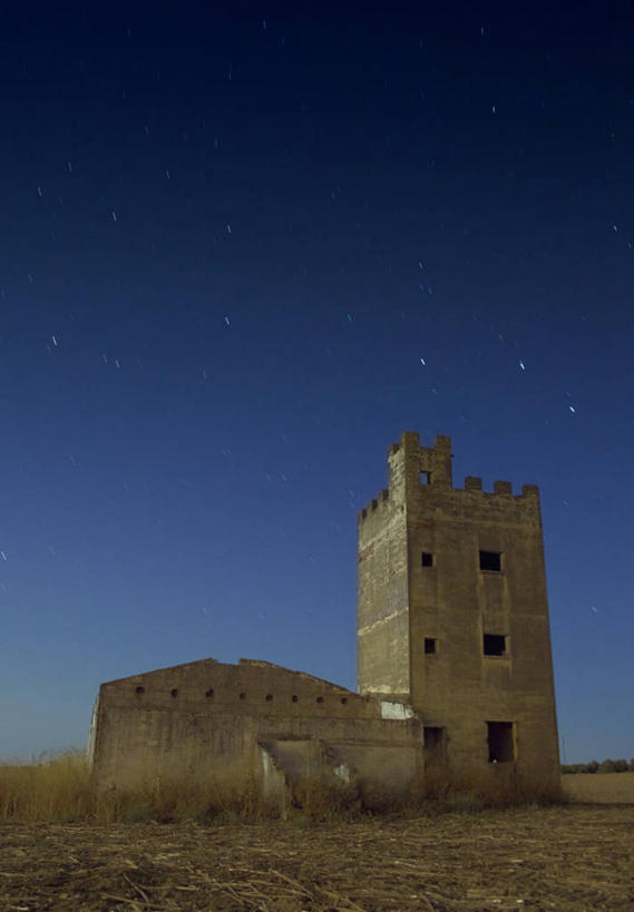 无人,竖图,室外,夜晚,留白,长时间曝光,建筑,西班牙,城堡,星星,废墟,草,天空,摄影,宁静,塞维尔,彩图