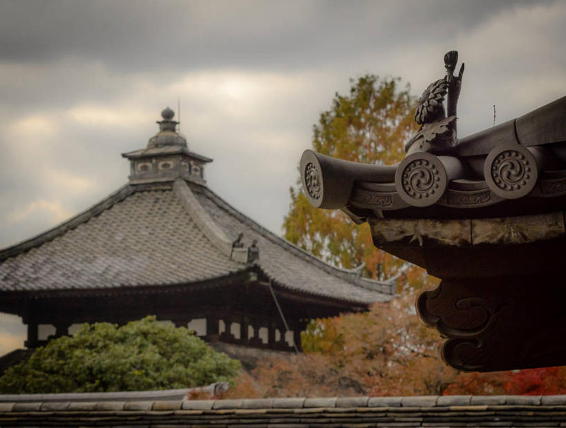 无人,寺庙,横图,室外,建筑,日本,日本文化,屋顶,树,天空,黄昏,禅,摄影,宗教,佛教,京都府,宗教建筑,东福寺,彩图,传统文化