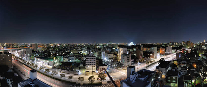 无人,横图,全景,俯视,室外,夜晚,长时间曝光,鱼眼镜头,度假,美景,城市风光,城市,爱知县,名古屋,日本,日本文化,景观,娱乐,现代,享受,休闲,景色,放松,摄影,尾灯,照亮,发展,万里无云,彩图,高角度拍摄,名古屋城