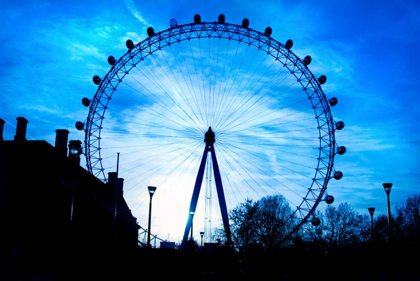 无人,横图,室外,兴奋,路灯,英国,首都,伦敦眼,天空,黄昏,地标建筑,乐趣,摄影,享乐,剪影,英国文化,大转轮,彩图