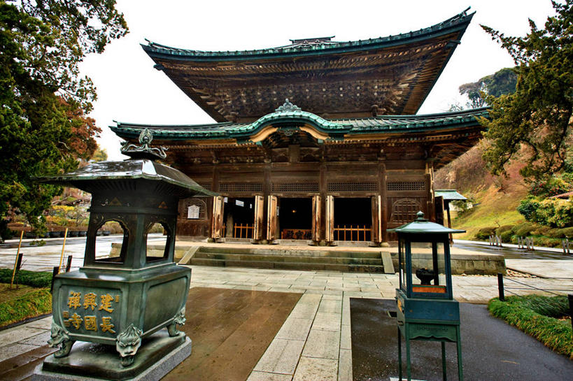 无人,横图,室外,白天,建筑,日本,日本文化,草,树,天空,摄影,宗教,佛教,宁静,神殿,镰仓,彩图