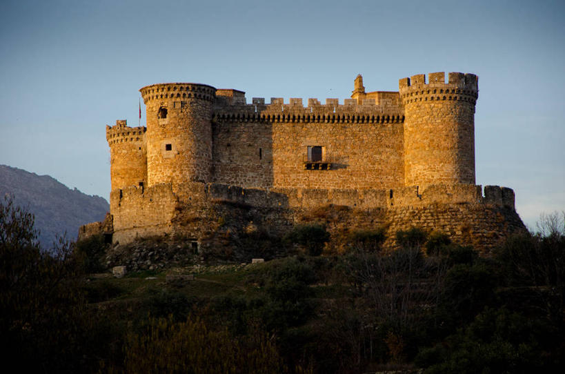 无人,横图,室外,日落,建筑,西班牙,城堡,历史,摄影,万里无云,阿维拉,彩图,阿维拉省