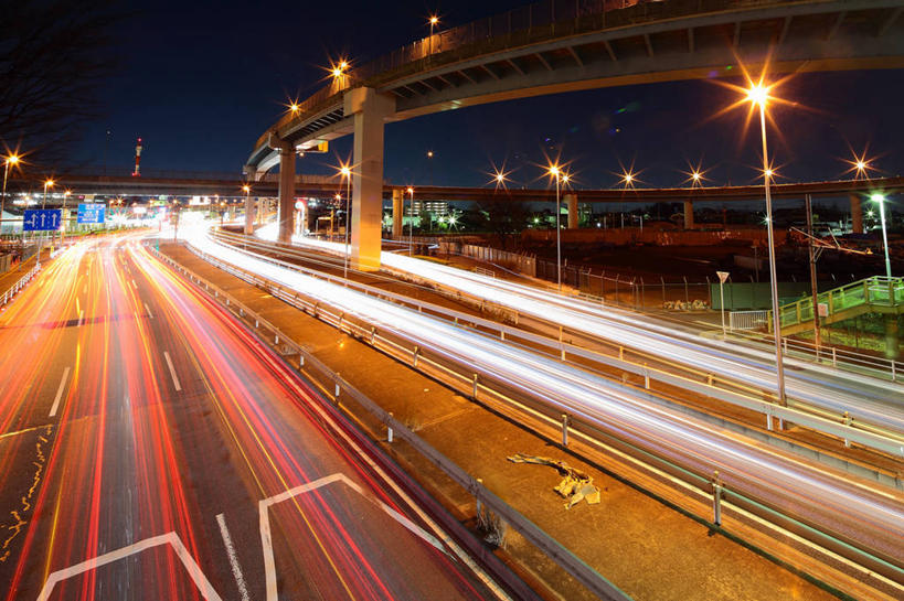 无人,横图,室外,夜晚,建筑,路灯,日本,日本文化,桥,交通,摄影,迅速,崎玉县,彩图