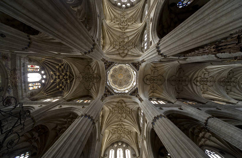 无人,横图,室内,白天,天花板,建筑,西班牙,柱子,注视,萨拉曼卡,观察,看,摄影,宗教,观看,察看,基督教,宗教建筑,关注,式样,彩图,大教堂