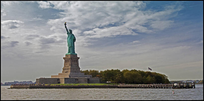 无人,横图,全景,室外,白天,海洋,美景,建筑,雕塑,自由女神像,纽约,美国,雕像,景观,云,天空,自然,景色,摄影,自然风光,美国文化,彩图
