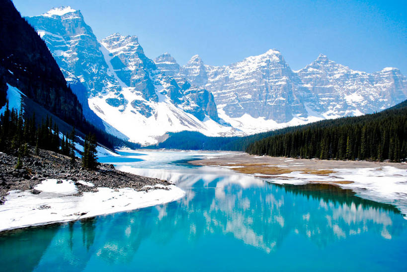 无人,横图,室外,白天,美景,山脉,雪,雪山,加拿大,反射,景观,蓝色,风景,天空,自然,景色,摄影,宁静,自然风光,洛矶山脉,彩图,梦莲湖