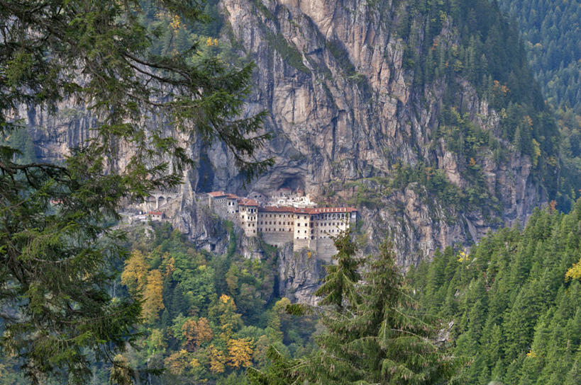 无人,横图,室外,白天,美景,建筑,景观,悬崖,树,风景,自然,景色,摄影,宗教,自然风光,修道院,希腊正教,彩图