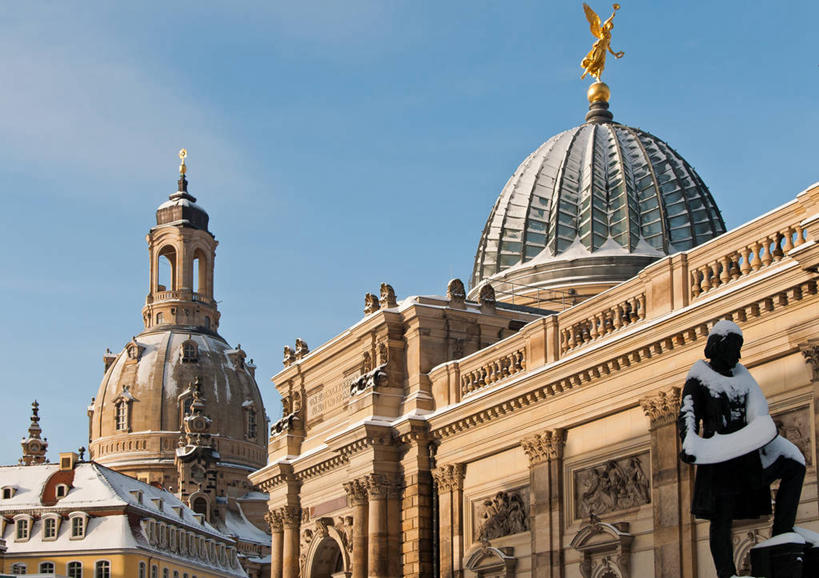 无人,横图,室外,白天,仰视,雪,建筑,德国,冬天,历史,摄影,万里无云,德累斯顿,萨克森,彩图,低角度拍摄