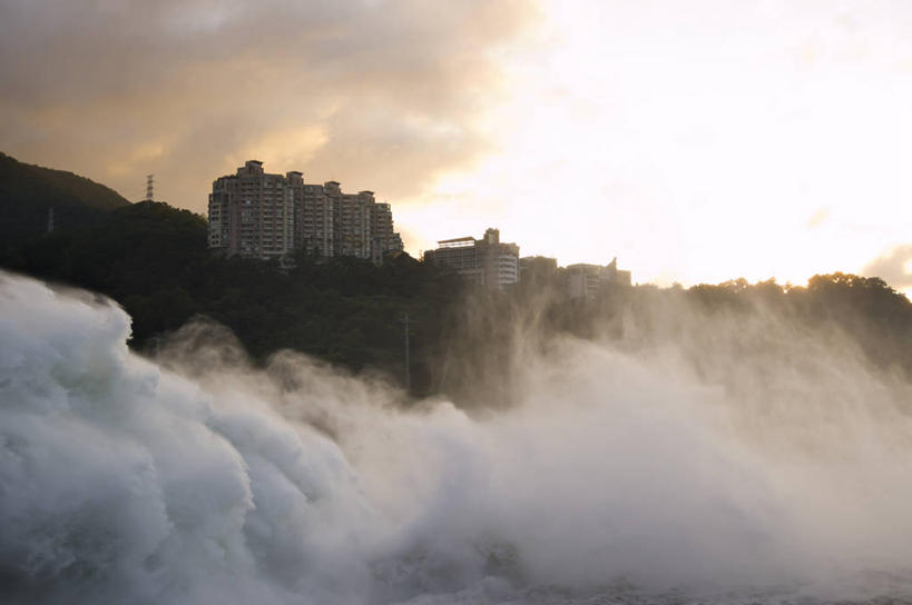 无人,横图,室外,长时间曝光,仰视,海浪,台湾,云,水库,自然,黄昏,摄影,桃园县,危险,彩图,低角度拍摄,水灾