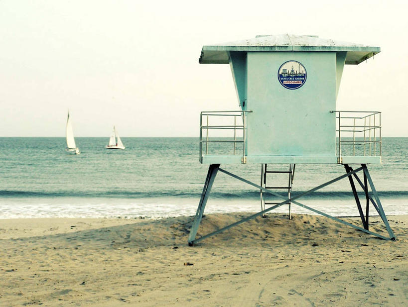 无人,横图,室外,白天,安全,海洋,船,木制,沙子,水平线,运输,摄影,保护,加利福尼亚,圣克鲁斯,万里无云,救生舱,海滩