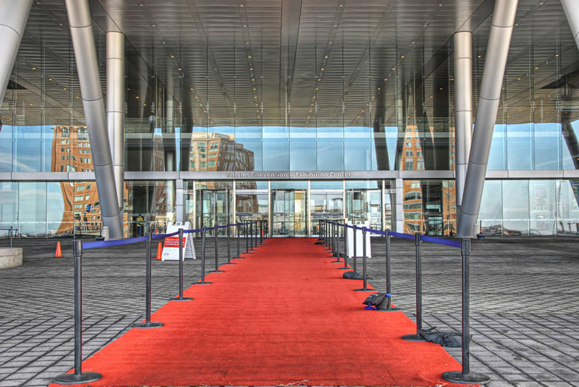 无人,横图,室外,白天,消失点,城市,美国,人行道,红色,摄影,透视图,会议中心,波士顿,马萨诸塞,新英格兰