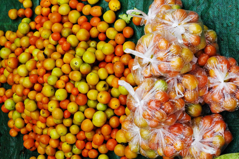 无人,横图,蔬菜,西红柿,老挝,许多,丰富,包,食品,很多,塑料袋,饮食,摄影,清新,健康食物,琅勃拉邦,印度支那