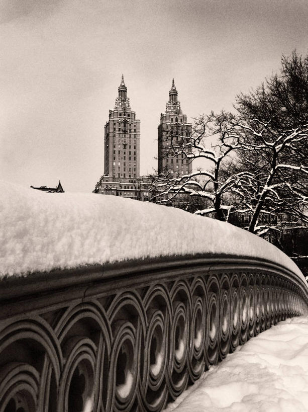 无人,栏杆,竖图,室外,白天,雪,建筑,纽约,美国,铁,桥,联系,寒冷,摄影,宁静,中央公园,纽约州,旅行