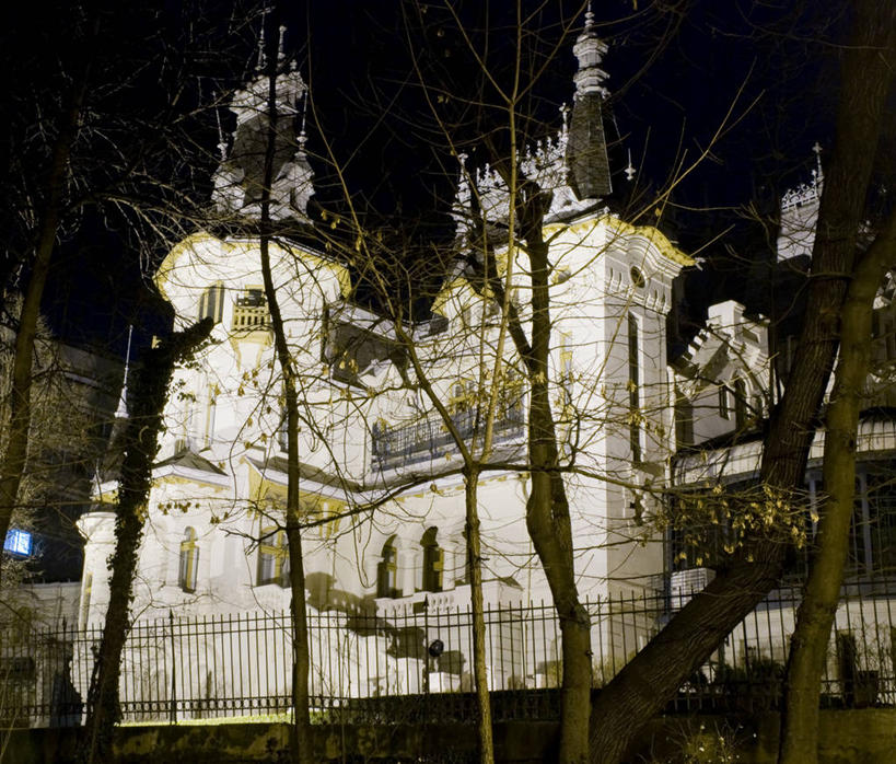 无人,宫殿,栏杆,横图,室外,夜晚,建筑,罗马尼亚,纪念碑,联合国,光亮,首都,历史,树,树干,地标建筑,摄影,照亮,政府,布加勒斯特,旅行,总部大楼,联合国教科文组织