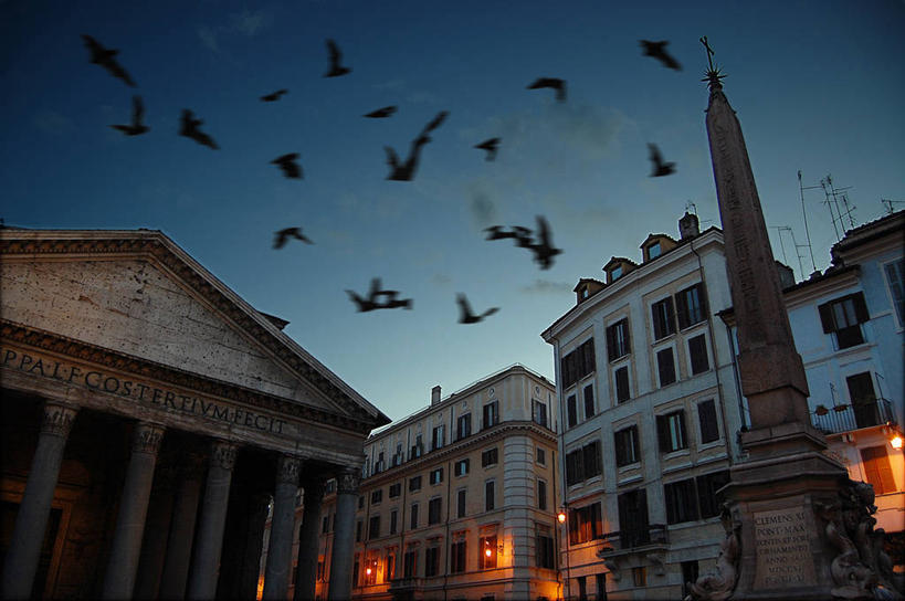 无人,横图,室外,仰视,城市,建筑,意大利,罗马,一群,许多,纪念碑,首都,很多,飞,天空,黄昏,地标建筑,摄影,南欧,意大利文化,罗马省,罗马万神殿,低角度拍摄,旅行,万神庙广场