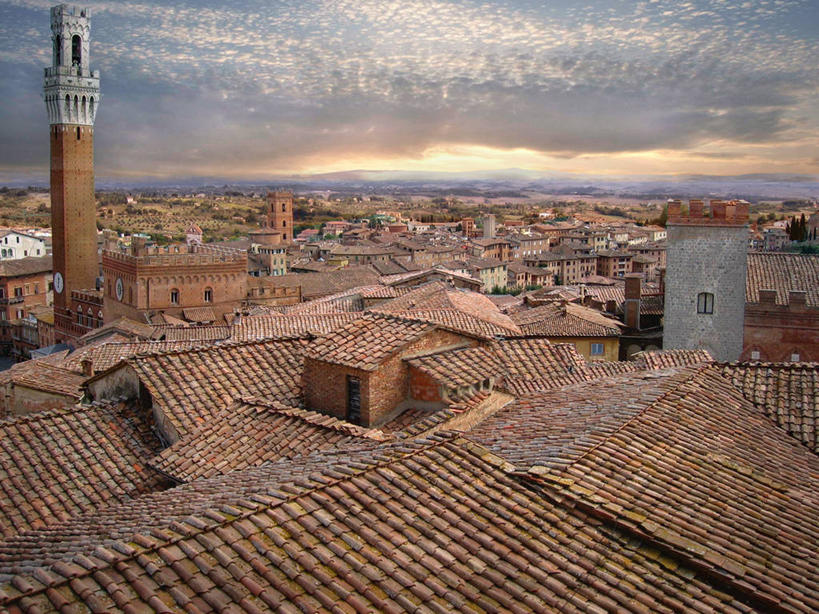 无人,横图,室外,建筑,意大利,屋顶,云,天空,黄昏,摄影,锡耶纳,南欧,意大利文化,托斯卡纳区,旅行