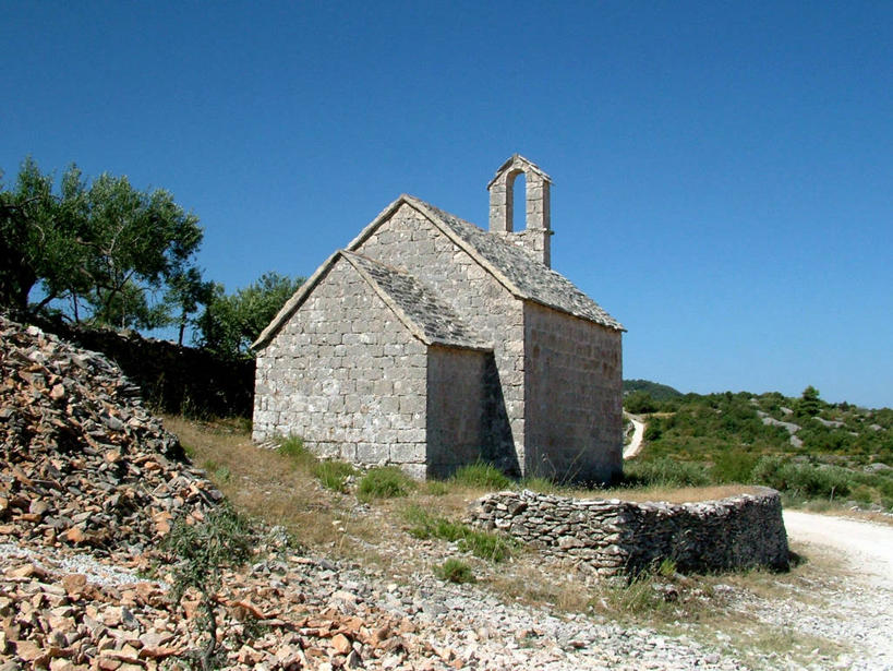 无人,教堂,横图,室外,白天,建筑,克罗地亚,树,天空,摄影,宗教,巴尔干,万里无云,灵性,达尔马提亚,旅行