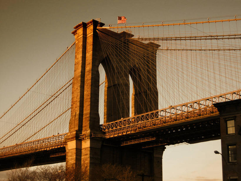 无人,横图,室外,建筑,纽约,美国,桥,联系,天空,黄昏,工业,运输,美国国旗,摄影,工程,纽约州,万里无云,布鲁克林,旅行