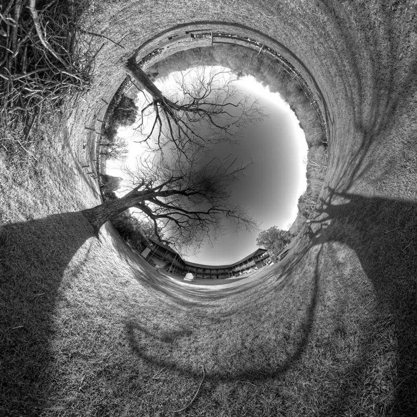 无人,方图,俯视,室外,白天,鱼眼镜头,建筑,美国,阴影,树,天空,自然,摄影,环境,万里无云,高角度拍摄