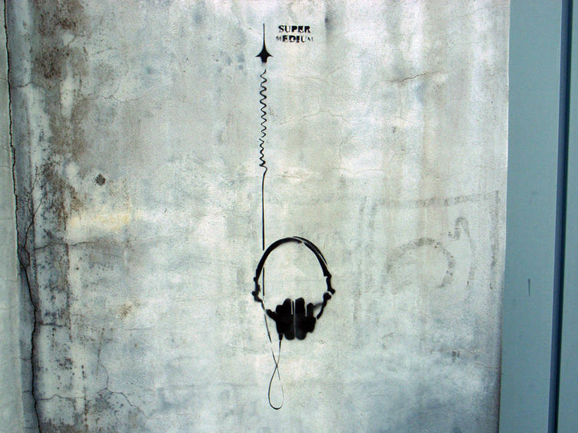 无人,横图,室内,通讯,首尔,韩国,文字,墙,首都,联系,音乐,耳机,摄影,蜡纸,放音设备,朝鲜半岛,涂鸦,巷