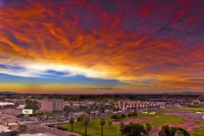 无人,公园,横图,室外,美景,日落,建筑,美国,地平线,景观,树,风景,自然,黄昏,景色,摄影,亚利桑那,自然风光,菲尼克斯市