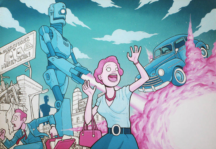 成年人,两个人,跑,举,横图,插画,室外,白天,绘画,数码,科技,汽车,项链,珠宝,英国,阴影,套装,艺术,网络,包,云,机动车,高光,几何,计算机图形,古典,合成,图画,大喊,休闲装,文化,画,衣服,天空,工艺品,品味,托,张嘴,烟,运输,摄影,尖叫,喷漆,涂料,美术,电脑合成图,数码合成图,创造力,高雅,恐怖,合成图,机器人,零钱包,忧虑,近景,画布,毁灭,漫画,张大嘴巴,写实,具体,具象,美学,想法,丙稀画,危险,男人,男性,女人,女性,张开嘴,举起,举手,举着,向上举,向上伸,向上托,半身,混沌,人造材料