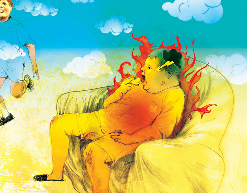 肥胖,两个人,跑,吃,横图,插画,室外,白天,数码,科技,火,椅子,以色列,阴影,网络,火焰,云,高光,几何,计算机图形,燃烧,合成,图画,拿着,休闲装,画,衣服,天空,看,夸张,摄影,动作,电脑合成图,数码合成图,创造力,扶手椅,中东,恐怖,合成图,漫画,写实,具体,具象,懒散,步行