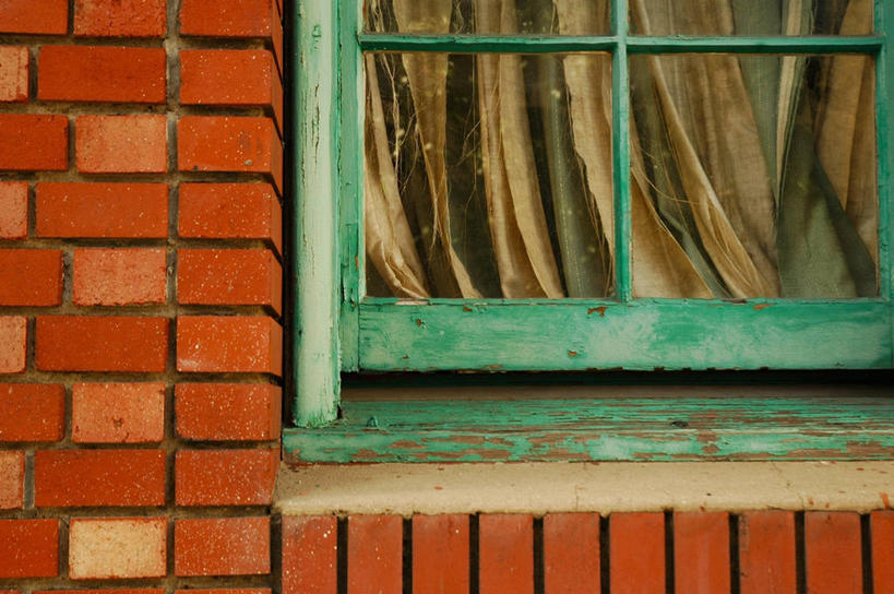 无人,横图,室外,白天,窗户,窗帘,建筑,美国,透明,墙,砖墙,装饰物,摄影,碎纸,窗框,简单,旧金山,掉色