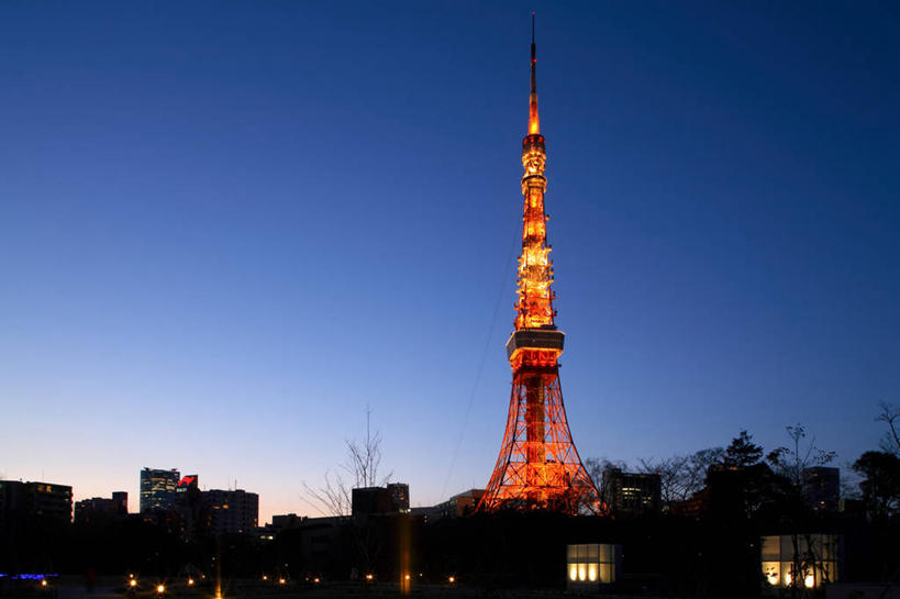 无人,横图,室外,通讯,建筑,东京,日本,日本文化,光亮,关东地区,首都,树,黄昏,摄影,东京塔,照亮,剪影,逆光,东亚,港区,旅行