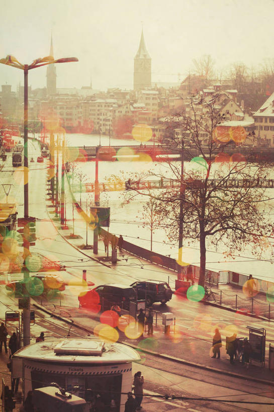 竖图,俯视,室外,雪,城市,道路,建筑,街道,路,公路,瑞士,欧洲,圆形,冬天,交通,天气,树,摄影,中欧,瑞士联邦,苏黎世州,苏黎士,马路,高角度拍摄