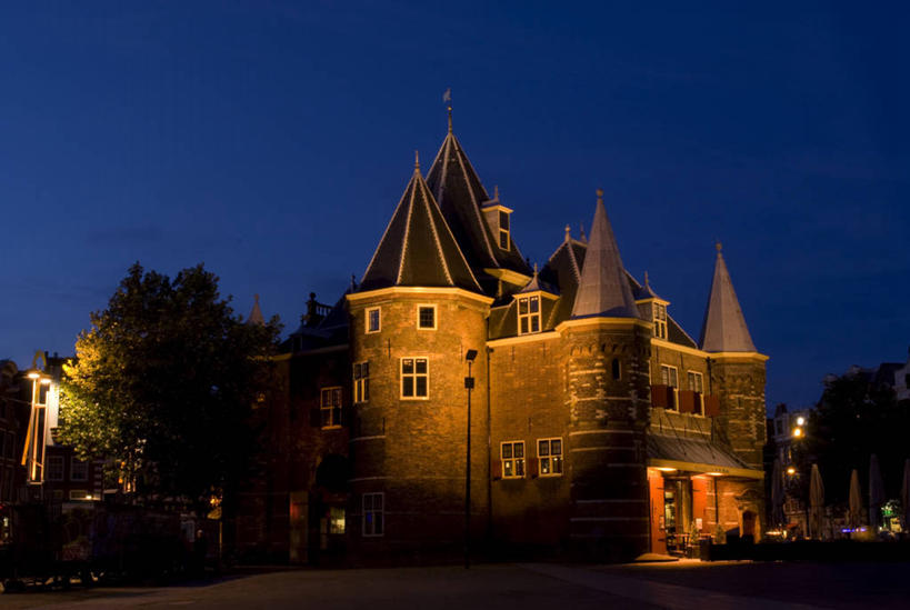 无人,横图,室外,夜晚,城市,建筑,荷兰,首都,摄影,照亮,阿姆斯特丹,万里无云,彩图,过去