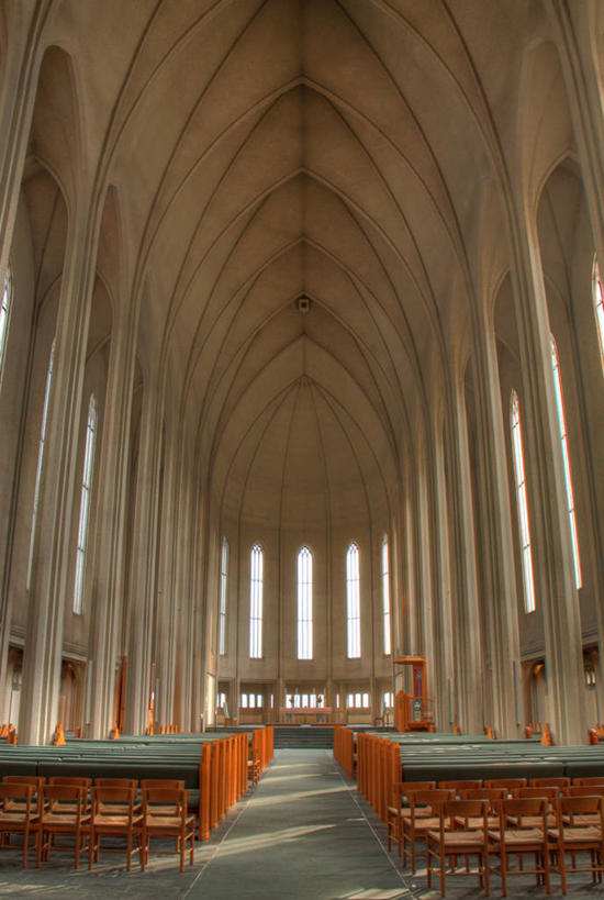 无人,教堂,竖图,室内,白天,天花板,冰岛,长椅,拱门,首都,摄影,简单,雷克雅未克,彩图,新教