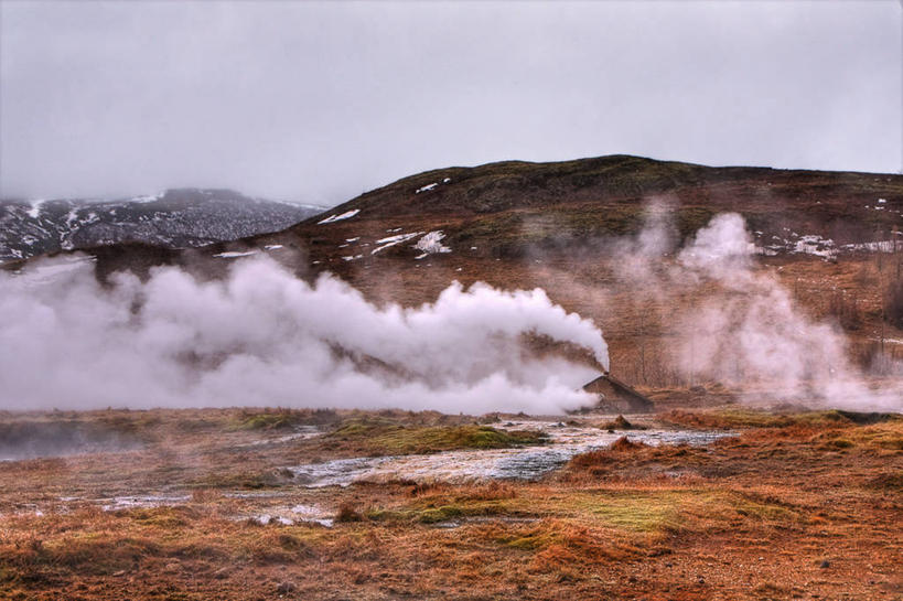 无人,横图,室外,白天,火山,山,欧洲,冰岛,蒸汽,地形,热,风景,烟,摄影,北欧,冰岛共和国,间歇泉,活火山,彩图