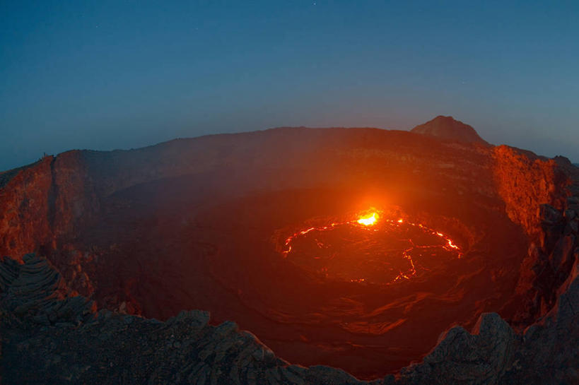 无人,横图,俯视,室外,广角镜头,沙漠,埃塞俄比亚,圆形,火山口,热,风景,黄昏,熔岩,摄影,东非,地质学,岩石,彩图,高角度拍摄,广角
