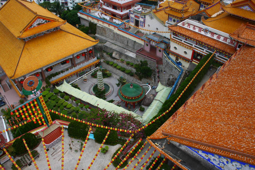 无人,横图,俯视,室外,白天,建筑,马来西亚,装饰,庭院,瓦,摄影,印度支那,极乐寺,彩图,高角度拍摄