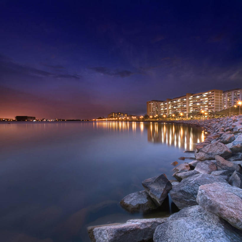 无人,方图,室外,城市,建筑,新加坡,反射,海岸线,公寓,光亮,水库,黄昏,摄影,宁静,照亮,马来群岛,海滩,岩石,彩图,旅行