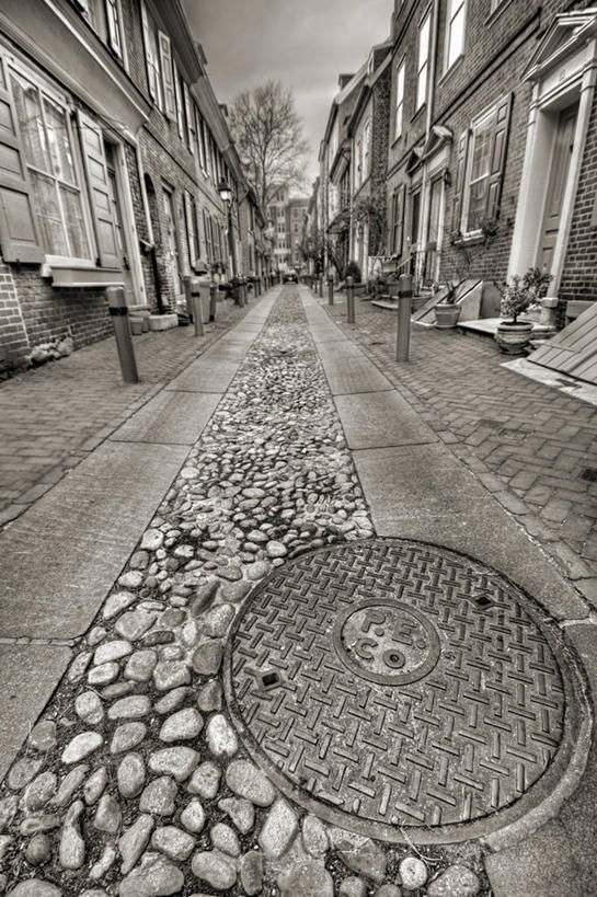 无人,竖图,黑白,室外,白天,城市,街道,美国,摄影,住房,透视图,费城,宾夕法尼亚,旅行