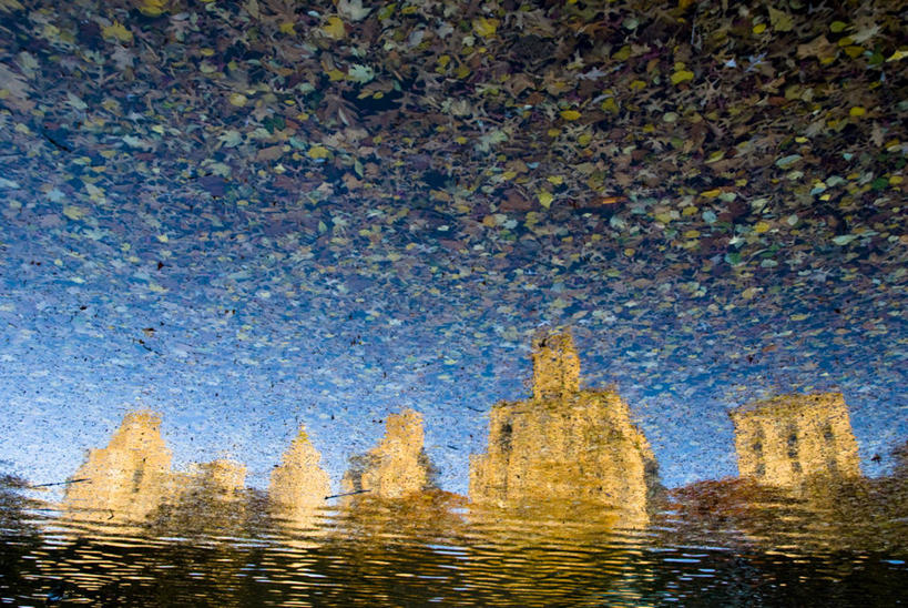 无人,横图,室外,白天,水,建筑,叶子,纽约,美国,波纹,反射,摄影,第五大道,中央公园,彩图,旅行