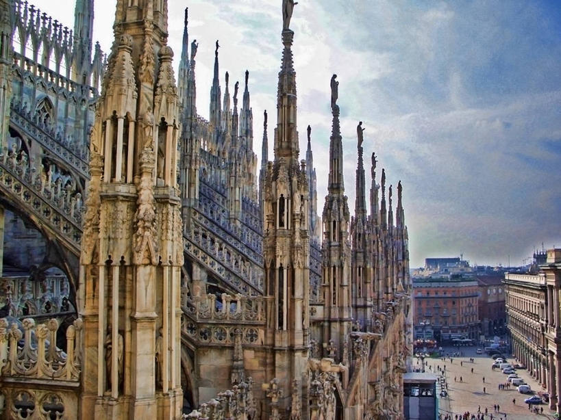 无人,横图,室外,白天,建筑,街道,屋顶,尖顶,宏伟,摄影,基督教,米兰主教教堂,岩石,彩图,旅行,大教堂
