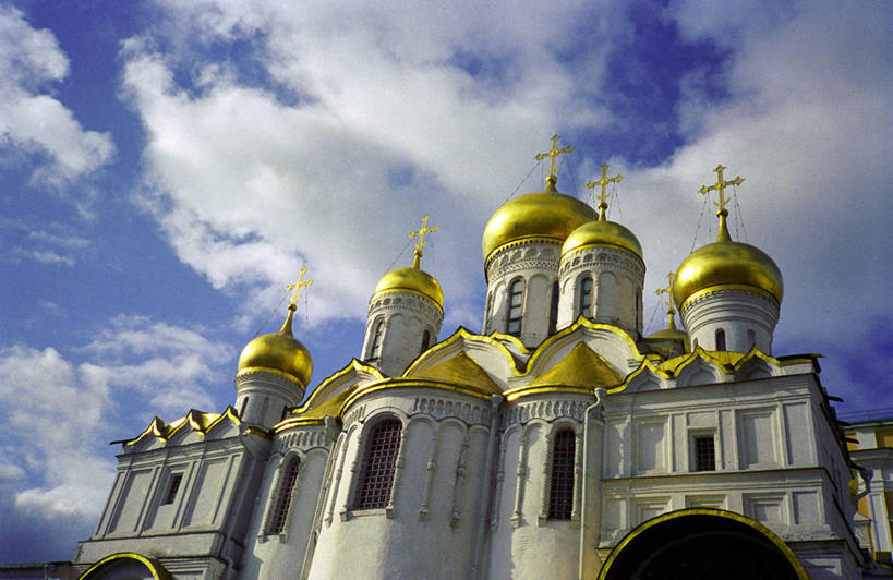 无人,教堂,横图,室外,白天,仰视,城市,建筑,俄罗斯,云,首都,地标建筑,摄影,莫斯科,东正教,天使报喜教堂,彩图,低角度拍摄,旅行,大教堂,俄罗斯文化