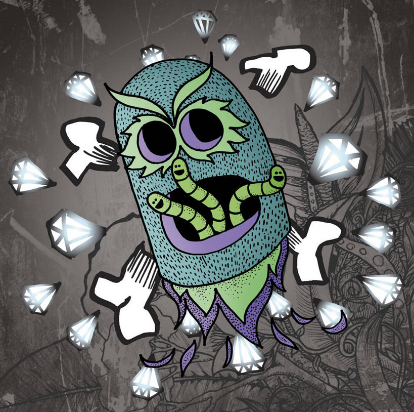 无人,横图,插画,正面,贪欲,数码,科技,阴影,灰色背景,网络,高光,几何,计算机图形,合成,图画,饮食,画,电脑合成图,数码合成图,合成图,怪物,漫画,写实,具体,具象,彩图,拟人