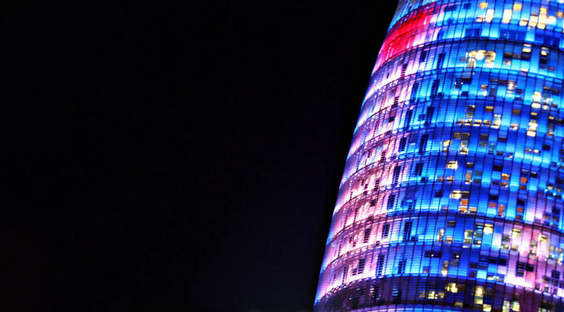 无人,横图,室外,夜晚,建筑,西班牙,现代,摄影,部分,照亮,阿格巴塔,彩图