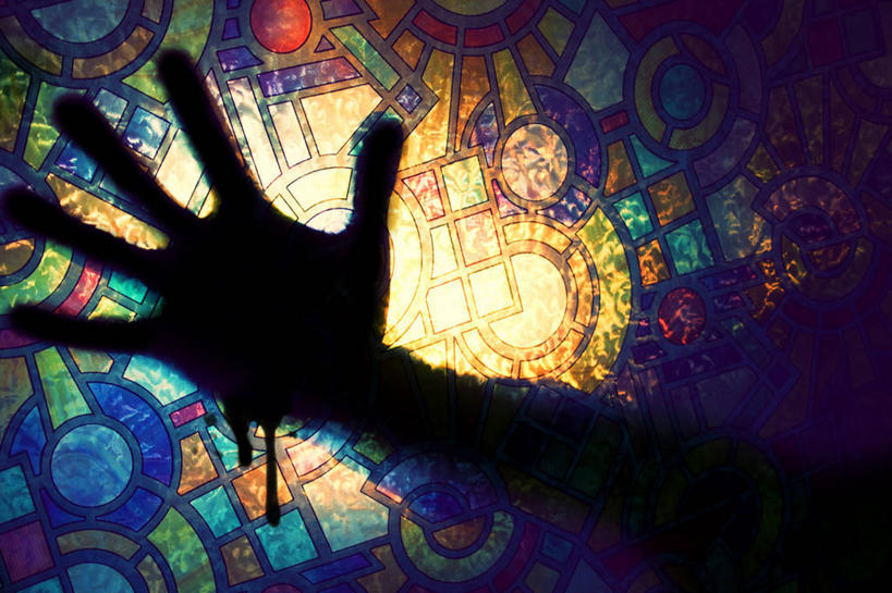 手掌,一个人,横图,抽象,德国,圆形,人体,摄影,部分,剪影,逆光,式样,想法,几何形状,触摸,彩图